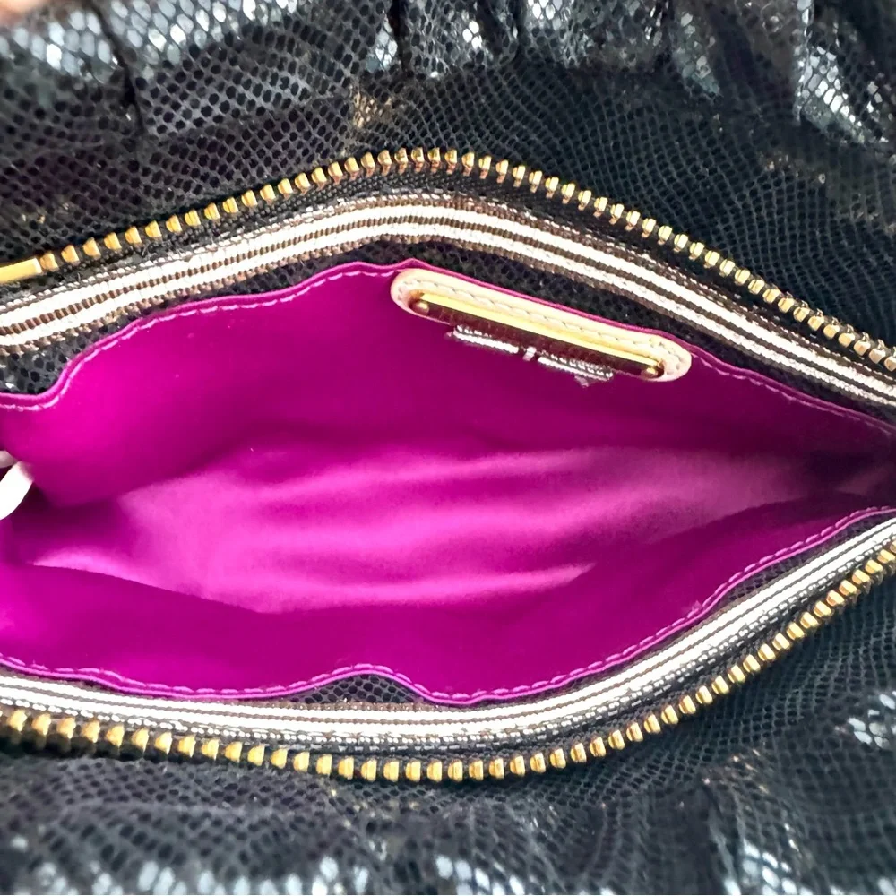 🆕 Henri Bendel Black Snakeskin Evening Bag Clutch